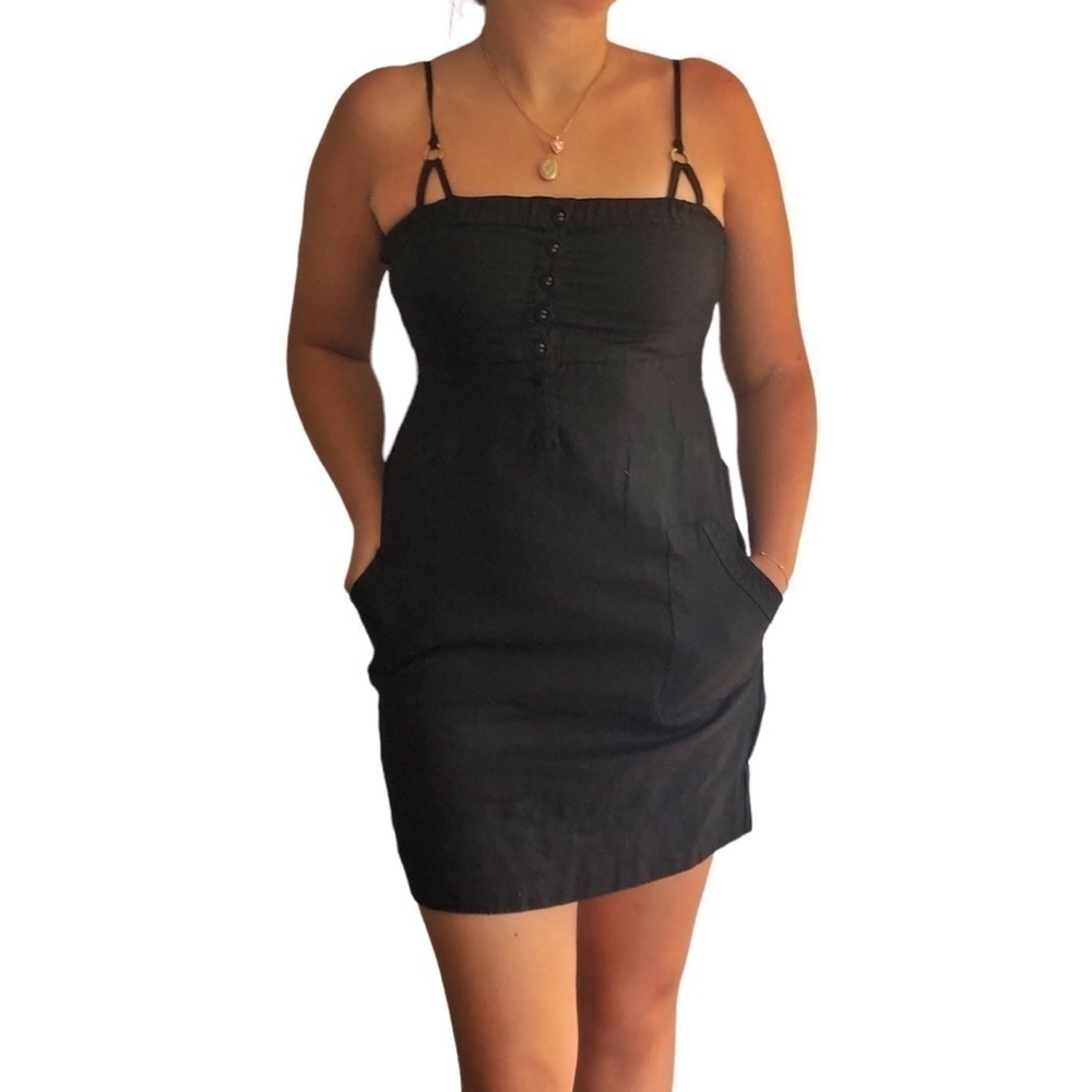Guess jeans 100% linen dress black Small - Picture 2 of 10